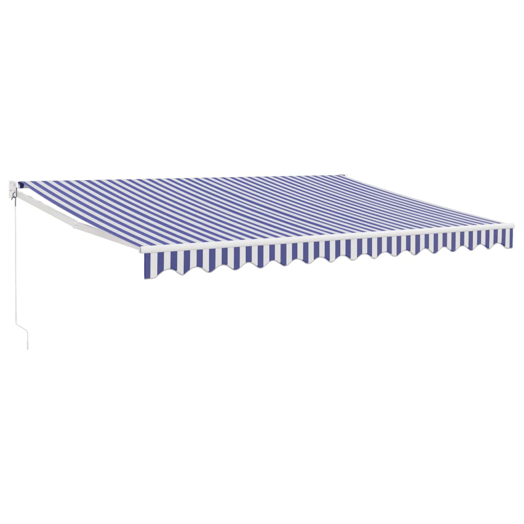 vidaXL Toldo retrátil 4x3 m tecido e alumínio azul e branco