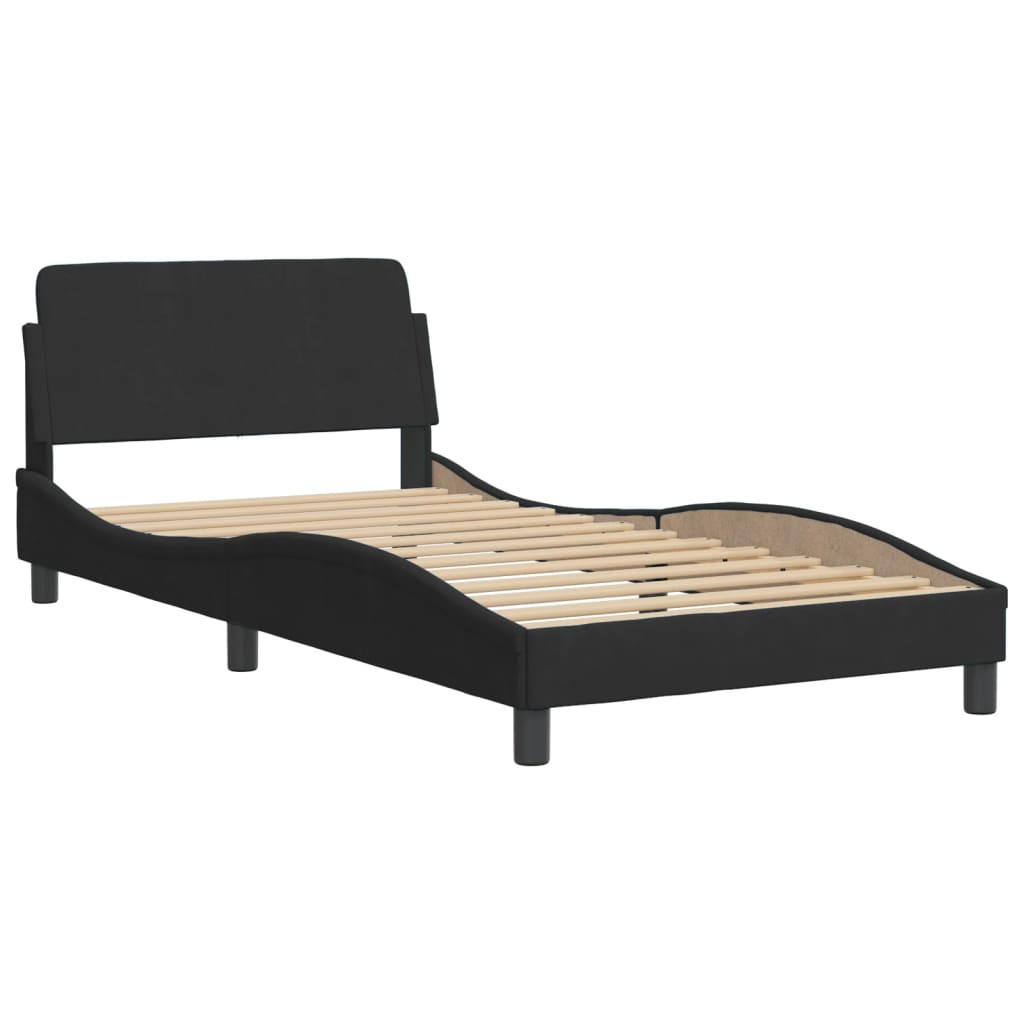 vidaXL Estrutura de cama c/ cabeceira 100x200 cm veludo preto