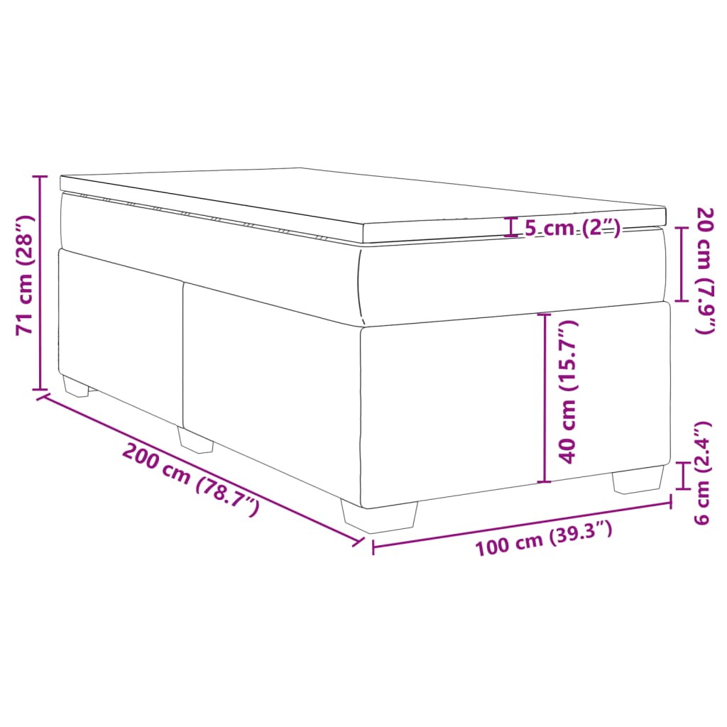 vidaXL Cama com molas/colchão 100x200 cm veludo cinza-escuro