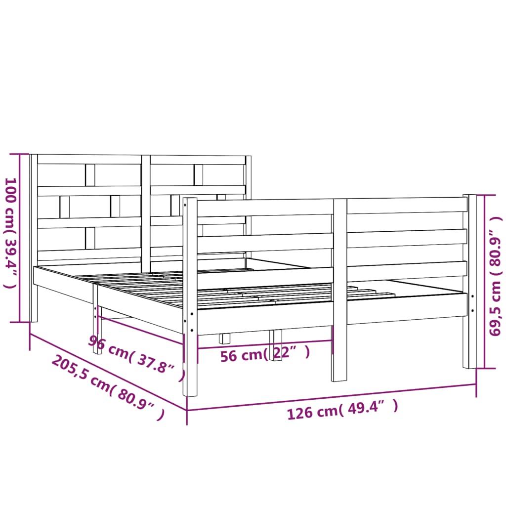 vidaXL Estrutura de cama 120x200 cm madeira de pinho maciça branco