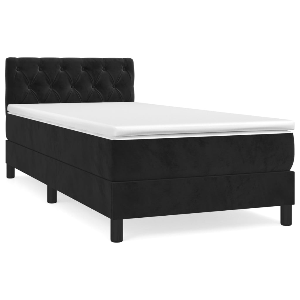 vidaXL Cama com molas/colchão 80x200 cm veludo preto