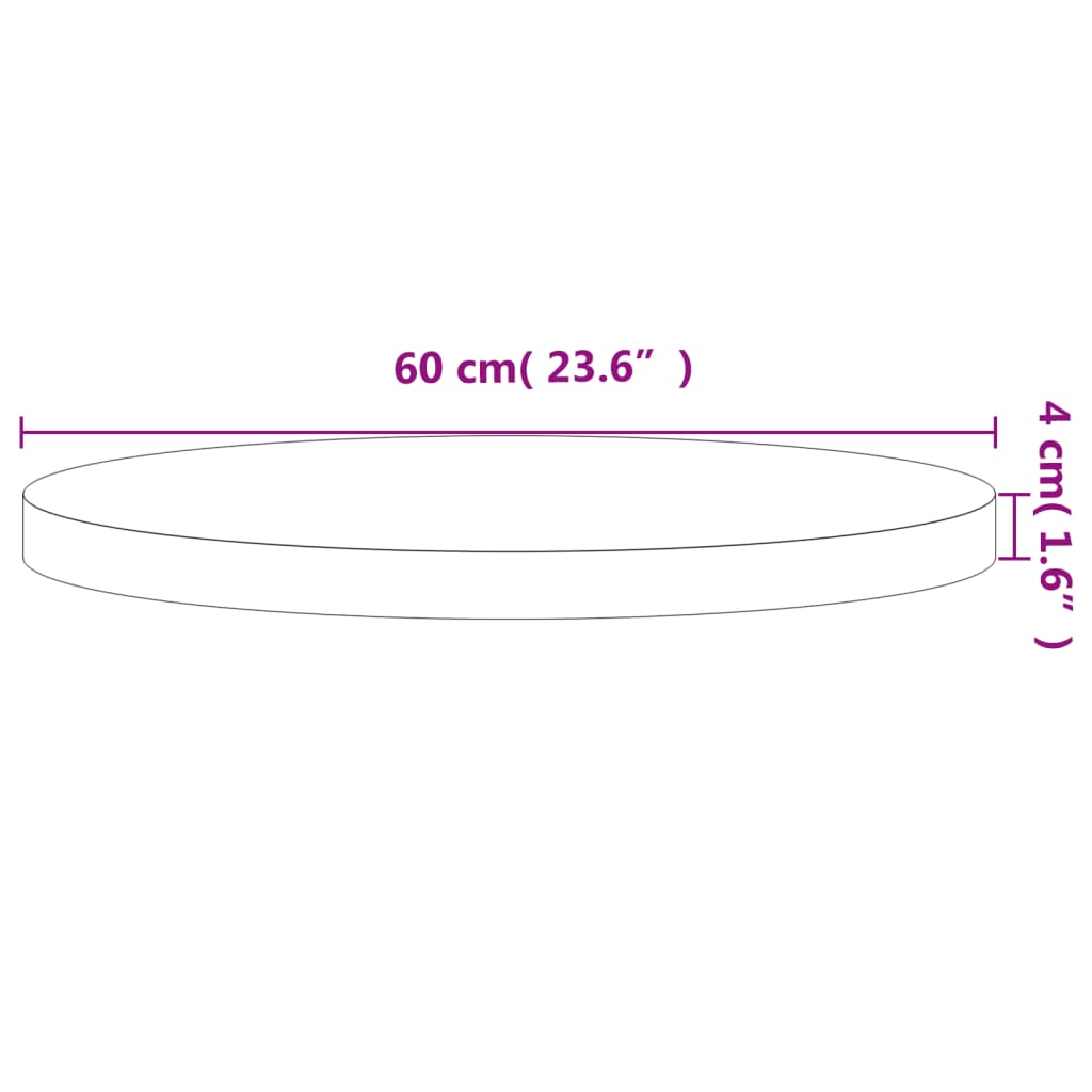 vidaXL Tampo de mesa redondo Ø60x4 cm madeira de faia maciça