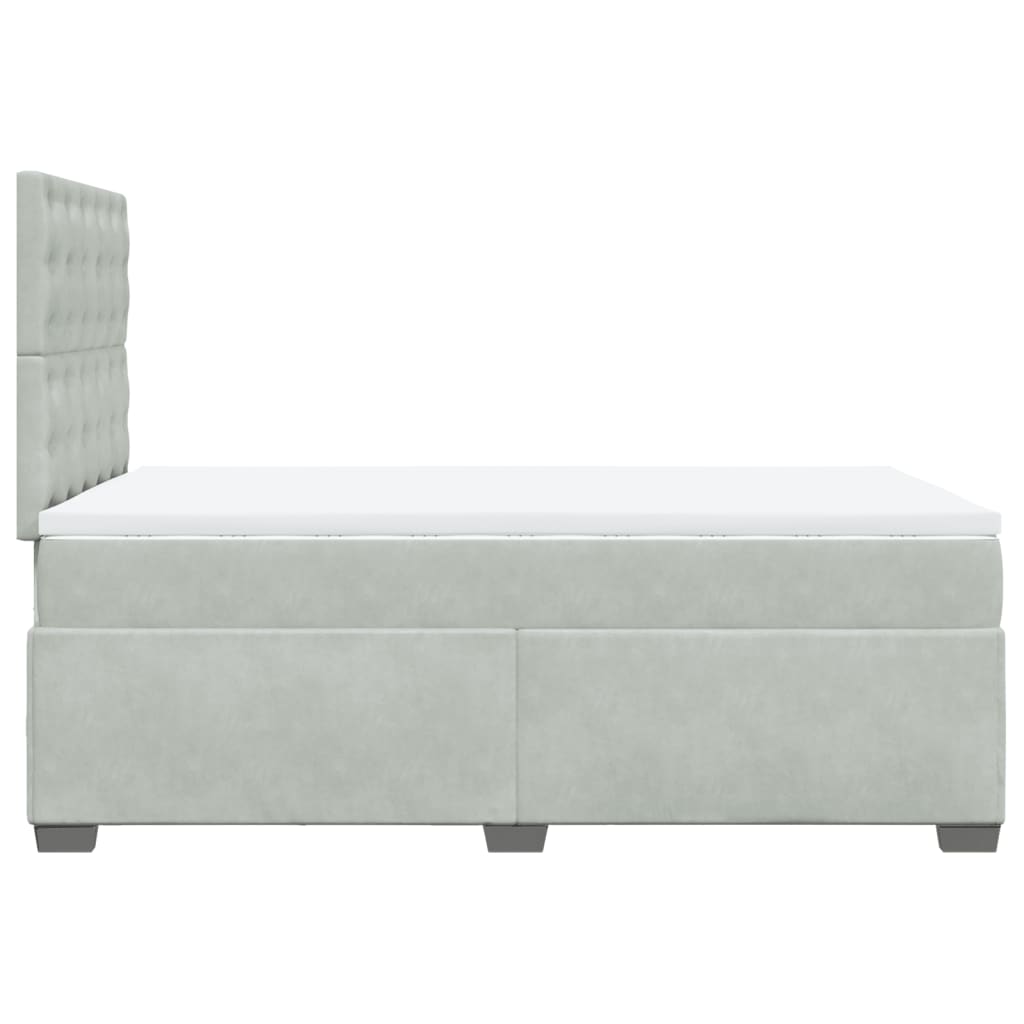 vidaXL Cama boxspring c/ colchão 120x200 cm veludo cinzento-claro