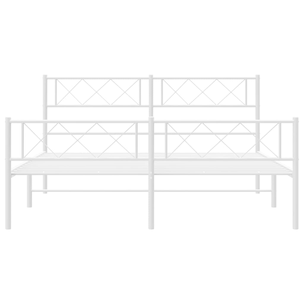 vidaXL Estrutura de cama com cabeceira e pés 140x200 cm metal branco