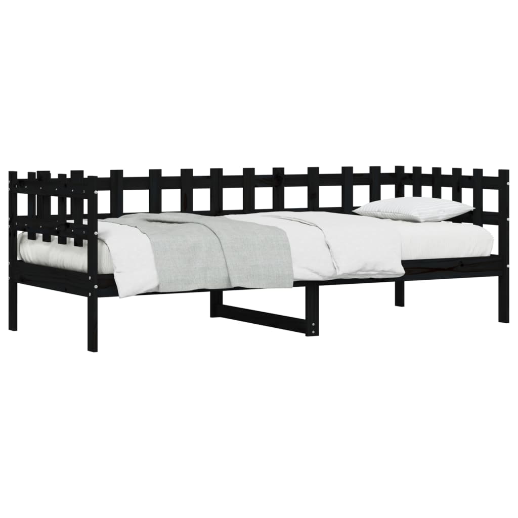 vidaXL Sofá-cama 80x200 cm madeira de pinho maciça preto