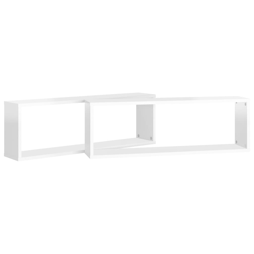 vidaXL Estantes parede cúbicas 2 pcs contr. 80x15x26,5cm branco brilh.