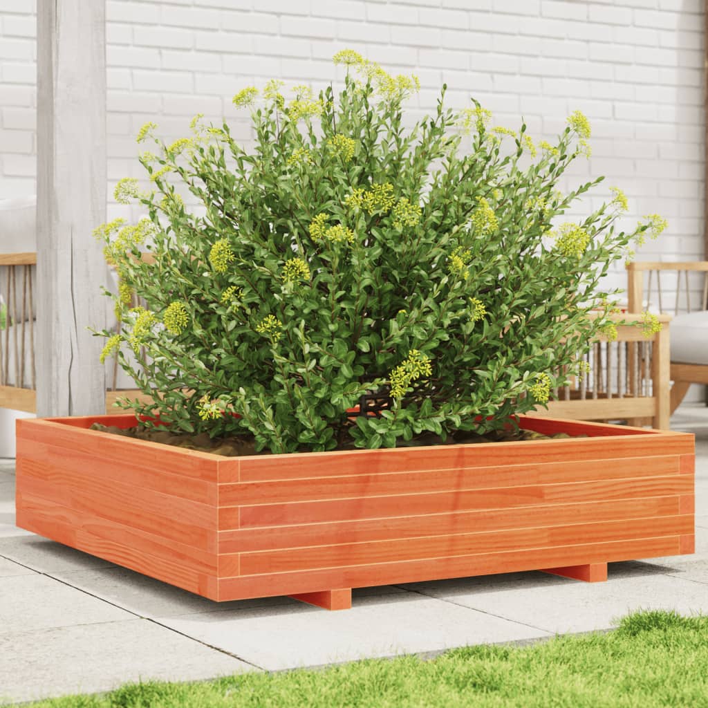 vidaXL Vaso/floreira jardim 100x100x26,5 cm pinho maciço castanho mel