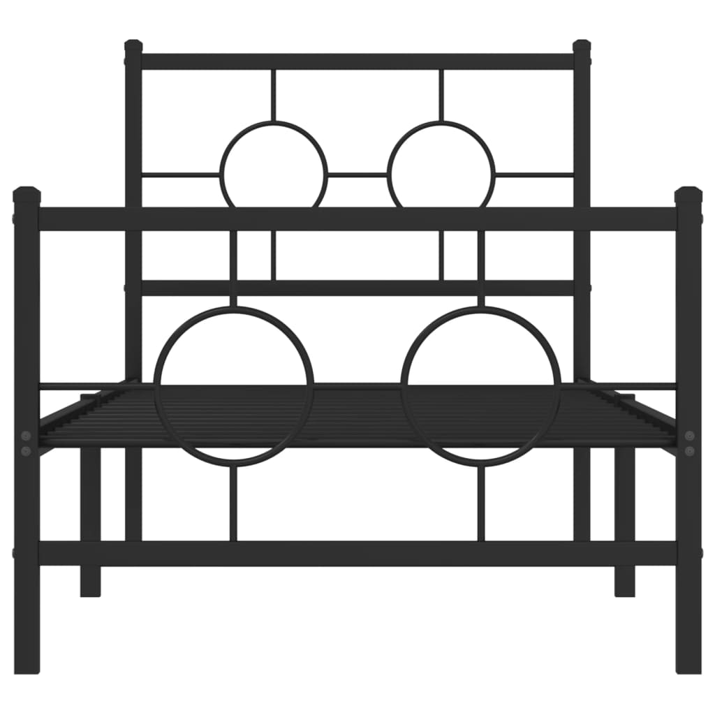 vidaXL Estrutura de cama com cabeceira e pés 75x190 cm metal preto