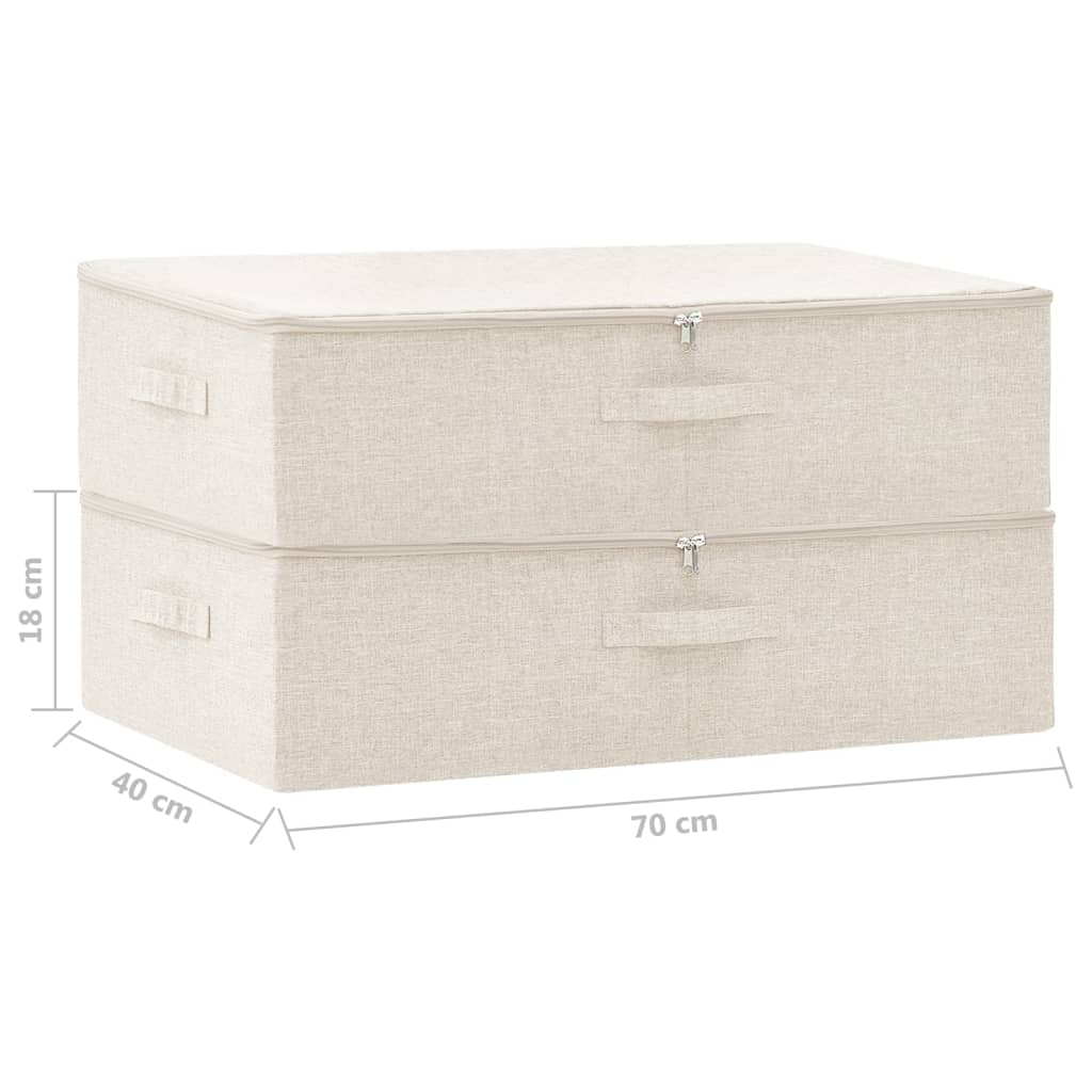 vidaXL Caixas de arrumação 2 pcs tecido 70x40x18 cm cor creme