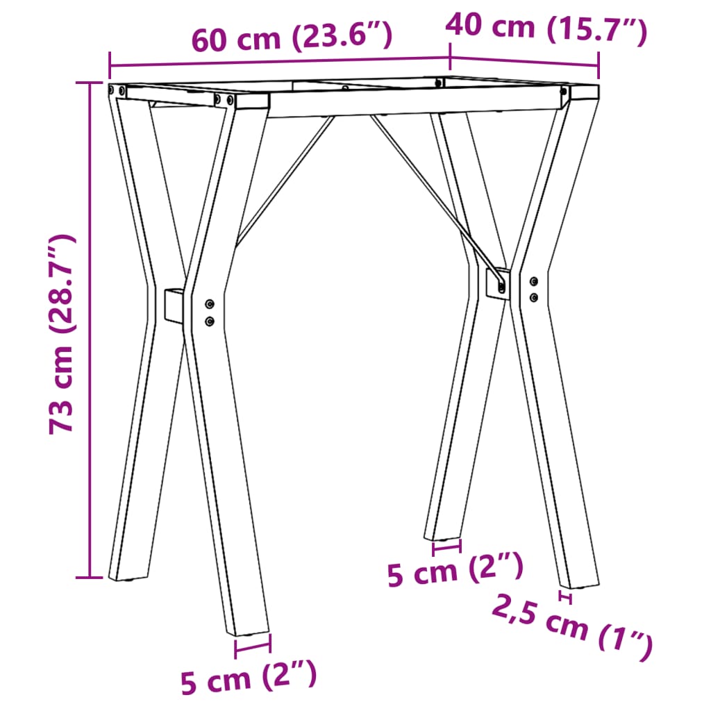 vidaXL Pernas para mesa de jantar estrutura em Y ferro fundido