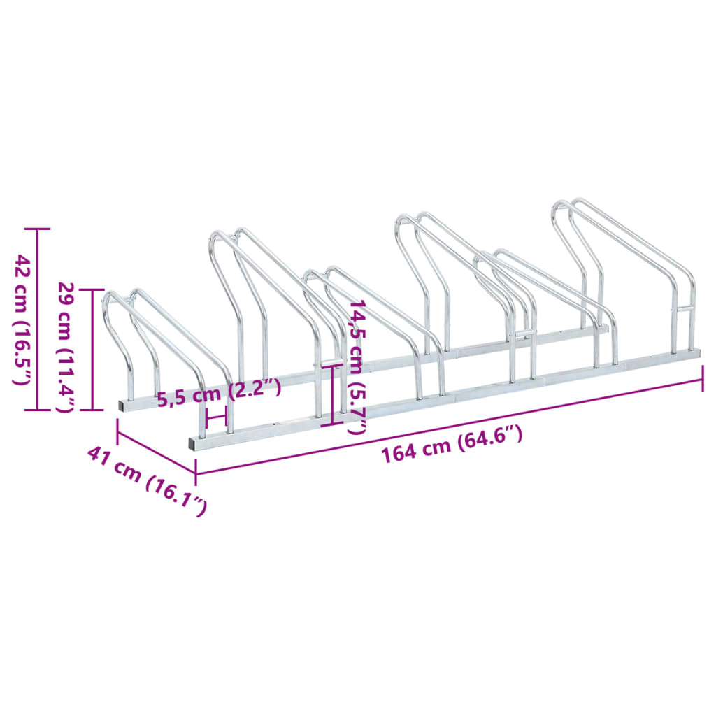 vidaXL Suporte independente para 6 bicicletas aço galvanizado