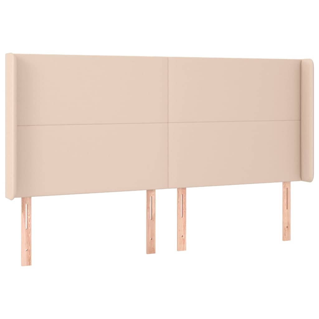 vidaXL Cabeceira cama c/ abas couro artif. 203x16x118/128cm cappuccino