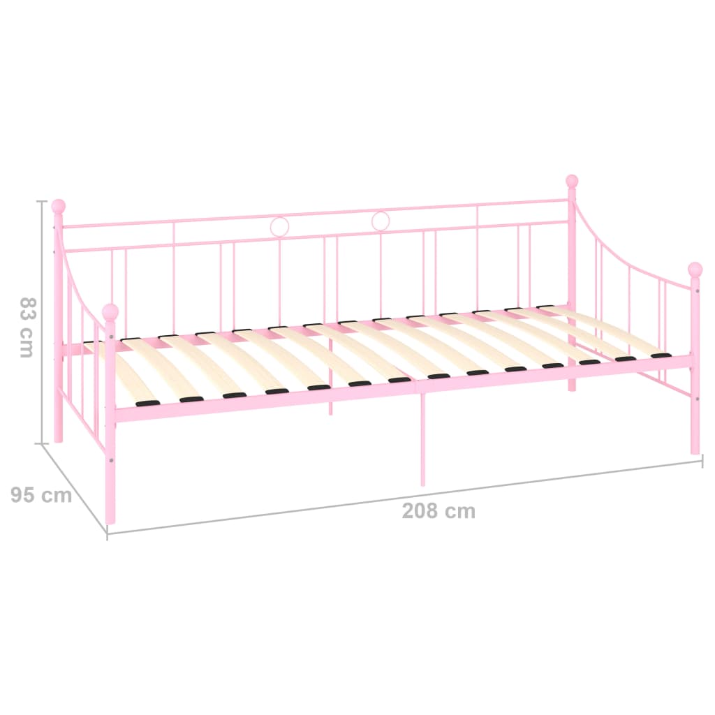 vidaXL Estrutura sofá-cama 90x200 cm metal rosa