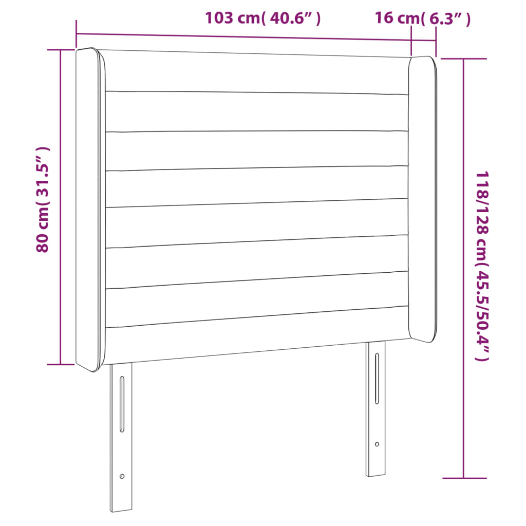 vidaXL Cabeceira cama c/ abas tecido 103x16x118/128 cm cinzento-claro