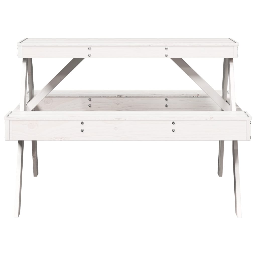 vidaXL Mesa de piquenique 105x134x75 cm madeira de pinho maciça branco