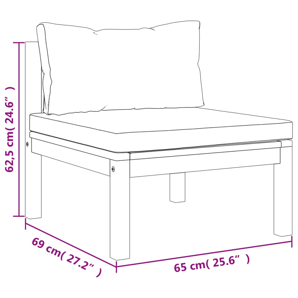 vidaXL 6 pcs conjunto lounge de jardim c/ almofadões acácia maciça