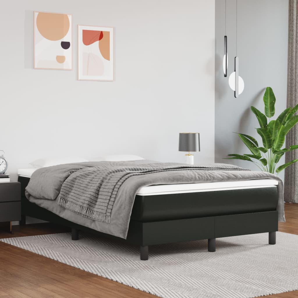 vidaXL Cama com molas/colchão 120x200 cm couro artificial preto