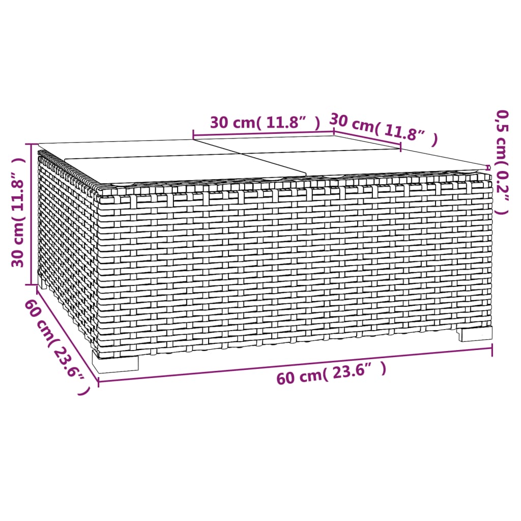 vidaXL 5 pcs conjunto lounge de jardim c/ almofadões vime PE cinzento