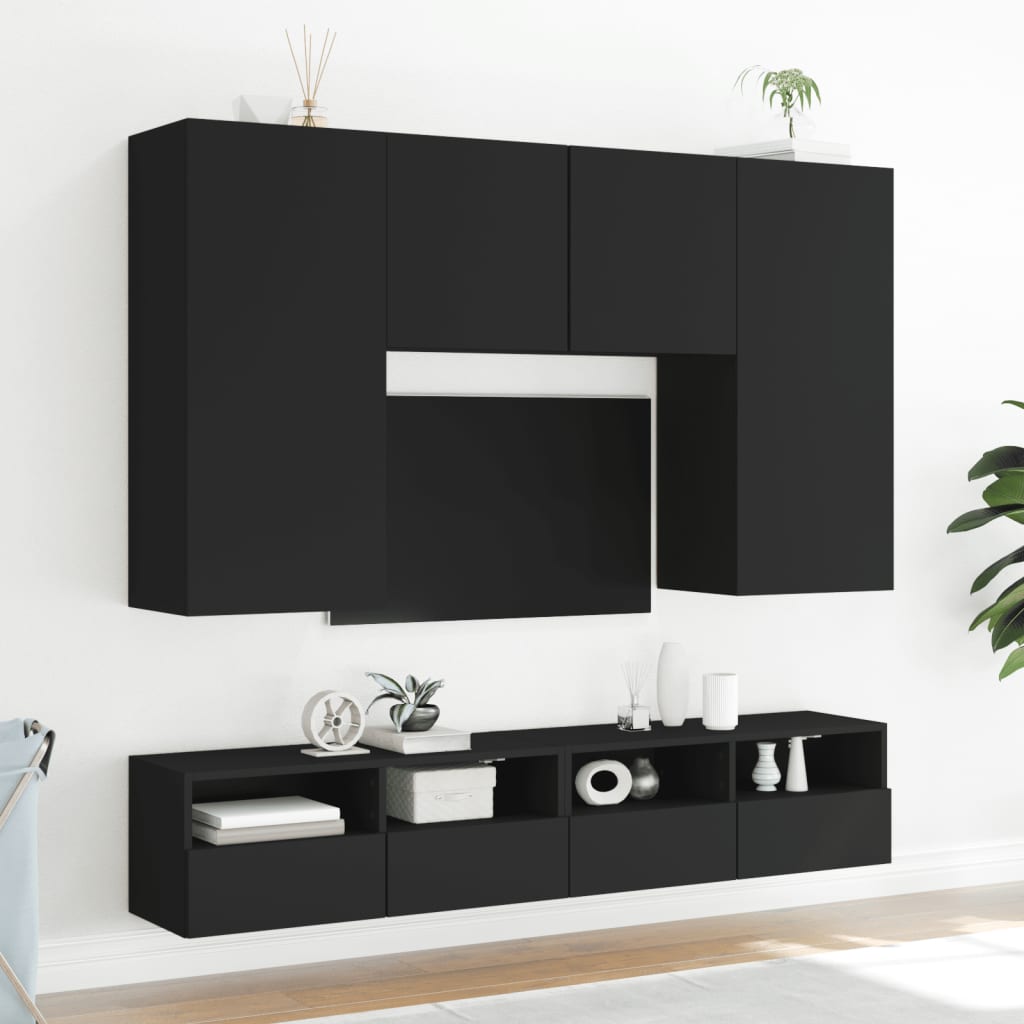 vidaXL Móvel de parede p/ TV 80x30x30 cm derivados de madeira preto