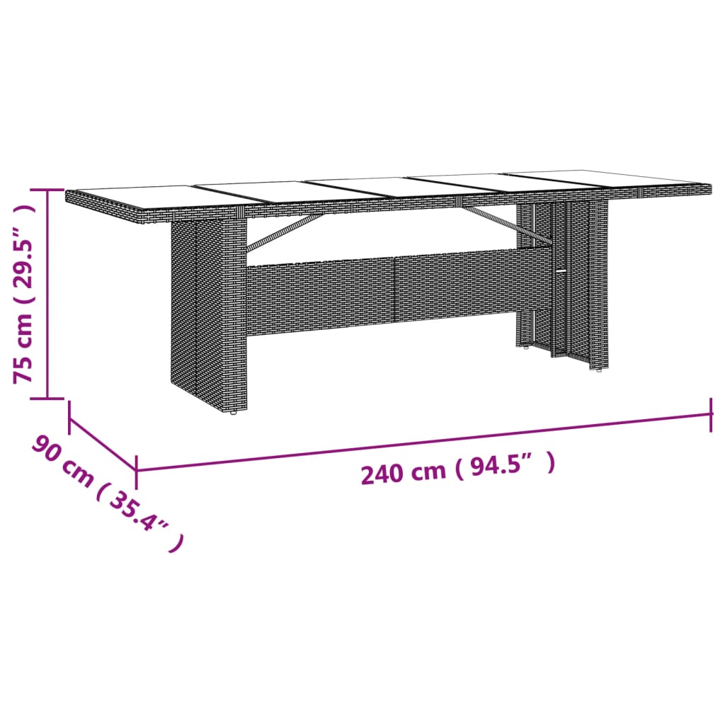 vidaXL 11 pcs conjunto de bistrô p/ jardim c/ almofadões vime PE bege