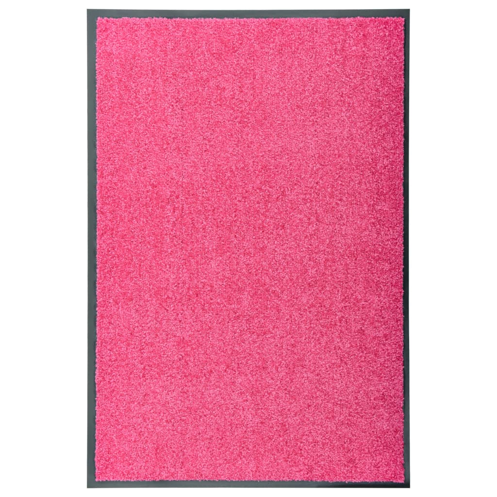 vidaXL Tapete de porta lavável 60x90 cm rosa