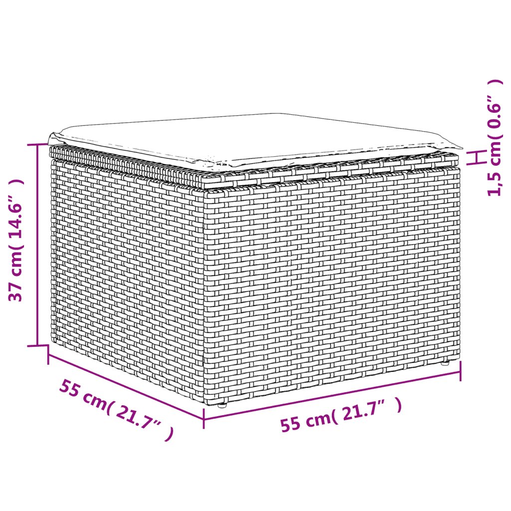 vidaXL 11 pcs conjunto sofás de jardim c/ almofadões vime PE cinzento