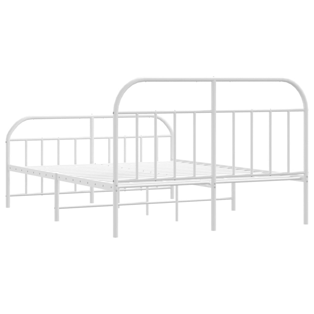 vidaXL Estrutura de cama com cabeceira e pés 140x190 cm metal branco