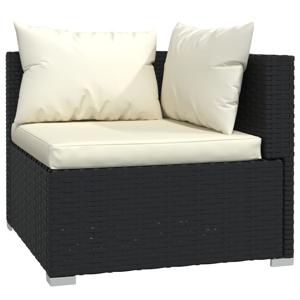 vidaXL 10 pcs conjunto lounge de jardim c/ almofadões vime PE preto