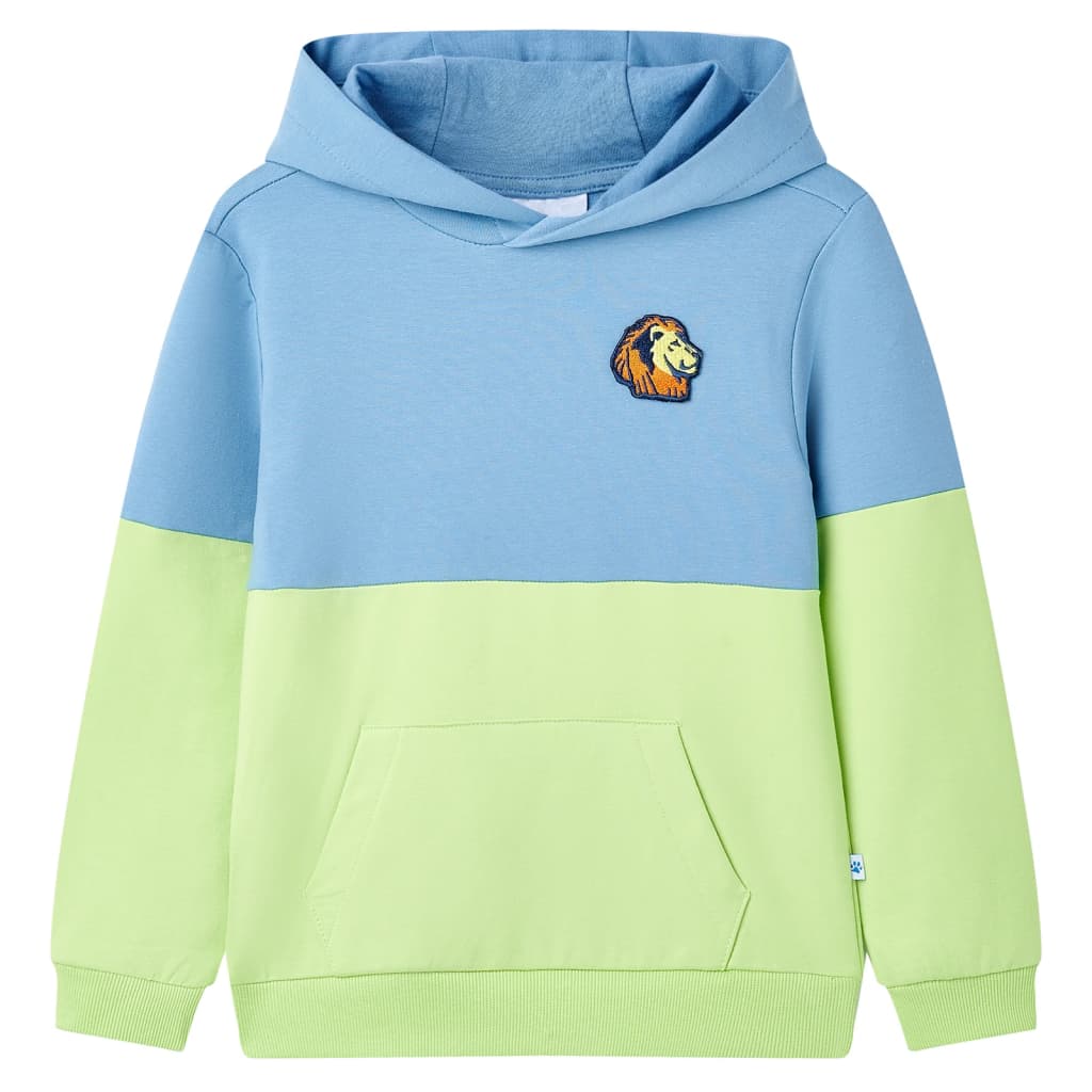 Sweatshirt para criança com capuz azul e amarelo-claro 140