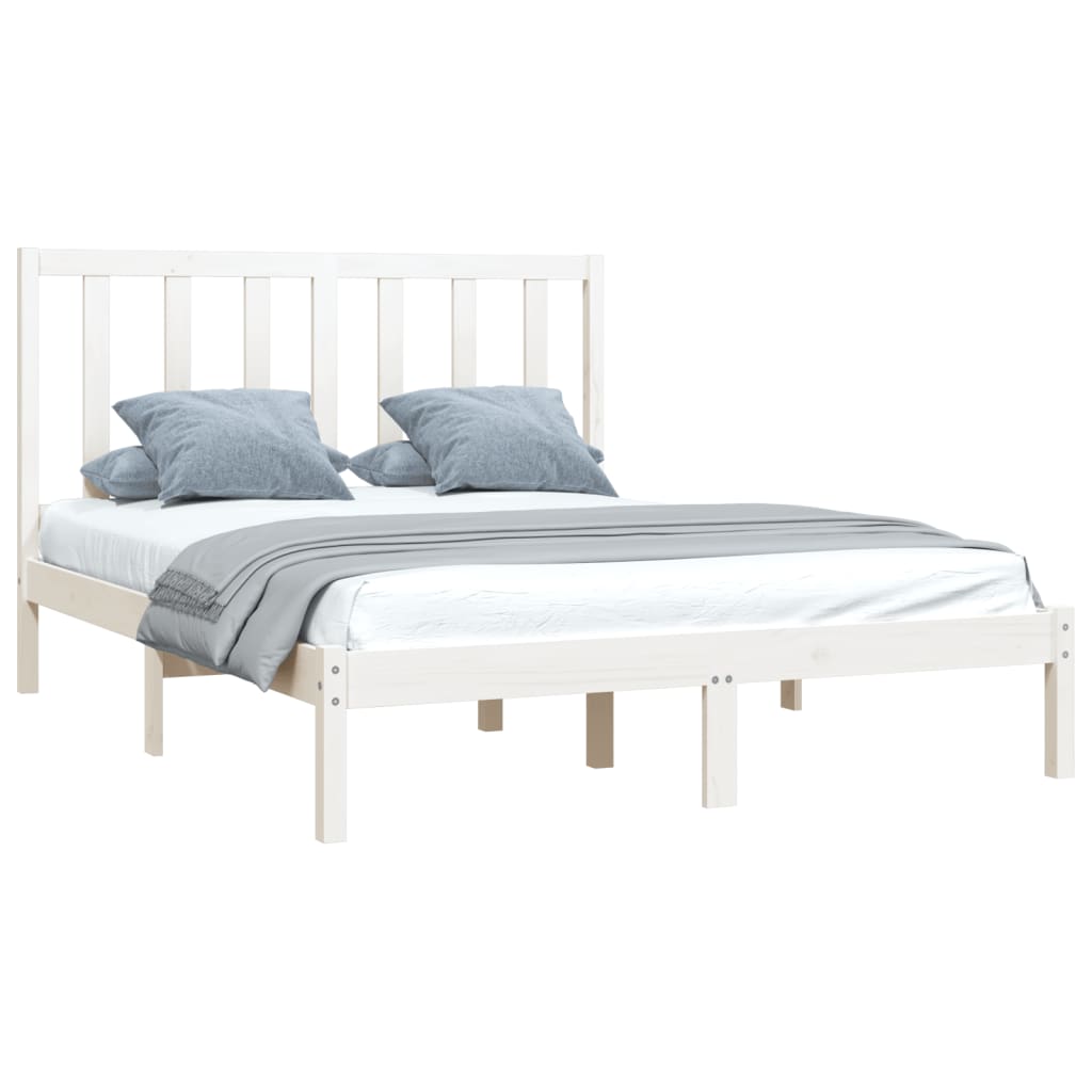 vidaXL Estrutura de cama 120x200 cm pinho maciço branco