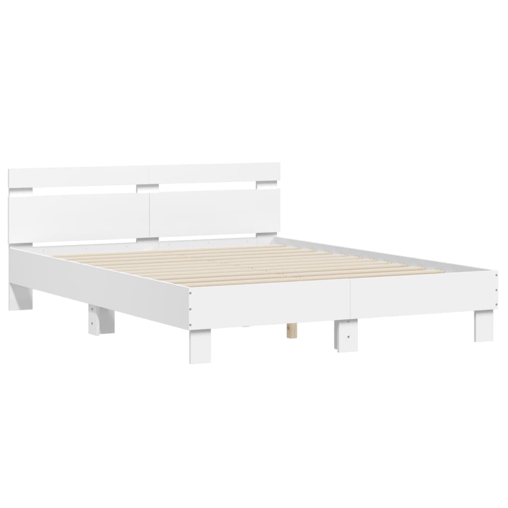 vidaXL Estrutura cama c/ cabeceira 140x190 cm derivados madeira branco