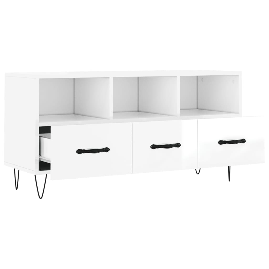 vidaXL Móvel para TV 102x36x50 cm derivados madeira branco brilhante