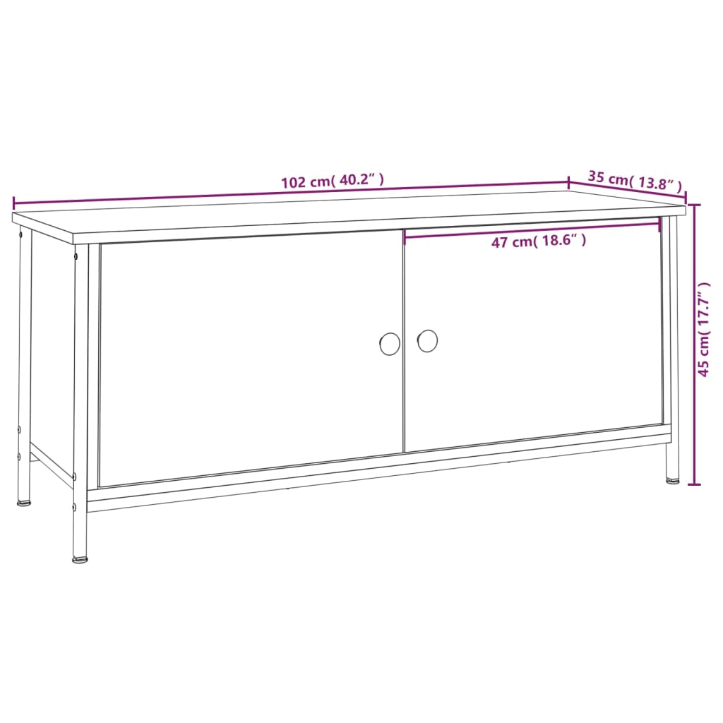 vidaXL Móvel para TV c/ portas 102x35x45 cm derivados de madeira preto