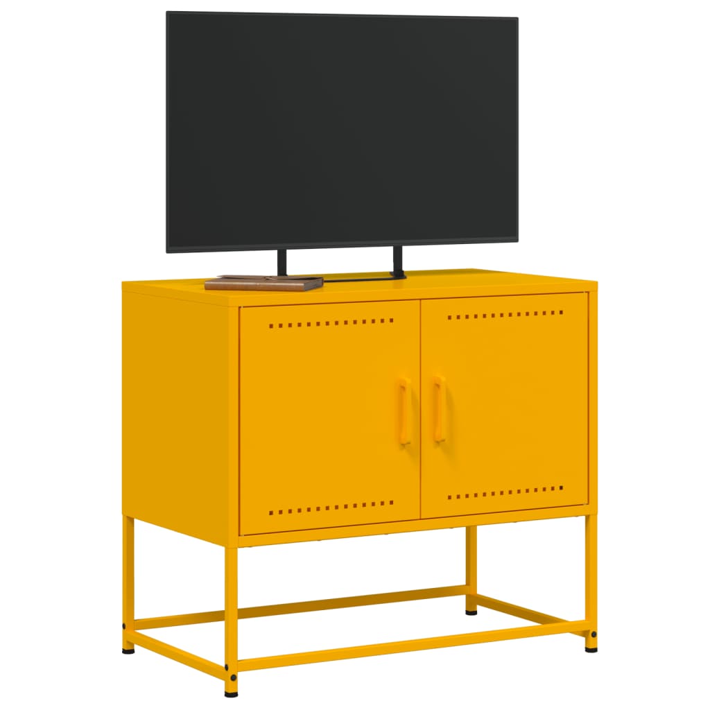 vidaXL Móvel de TV 68,5x39x60,5 cm aço amarelo mostarda