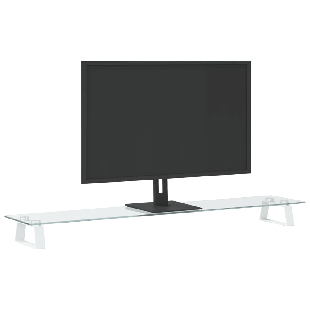 vidaXL Suporte para monitor 100x20x8 cm vidro temperado e metal branco