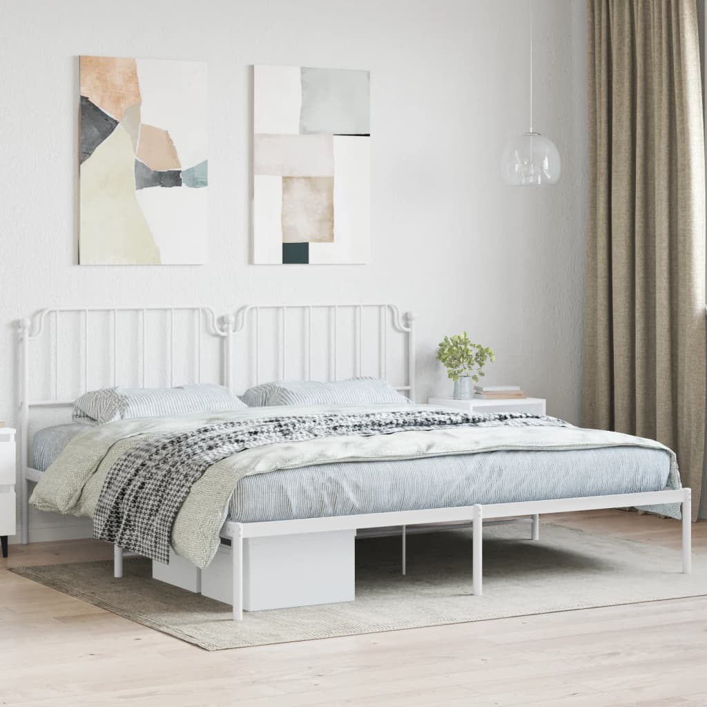 vidaXL Estrutura de cama com cabeceira 193x203 cm metal branco