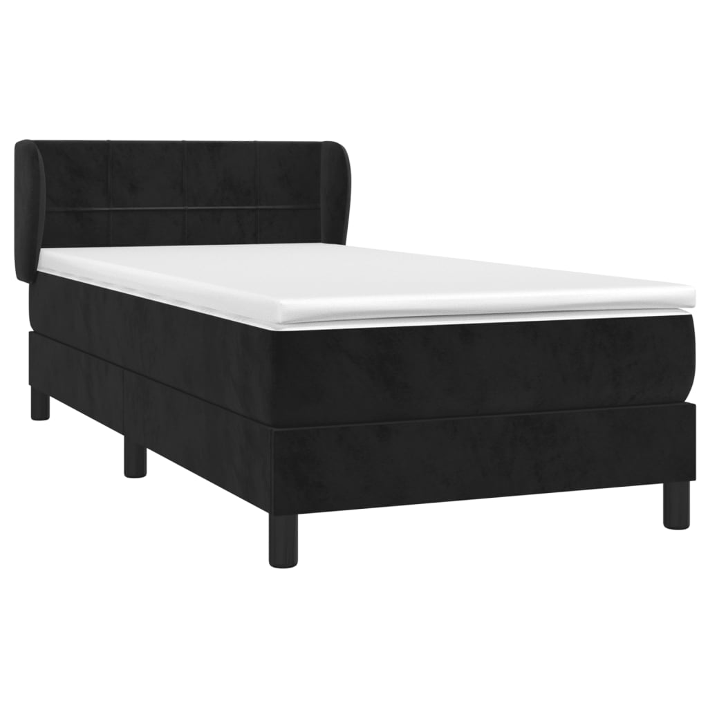 vidaXL Cama com molas/colchão 100x200 cm veludo preto