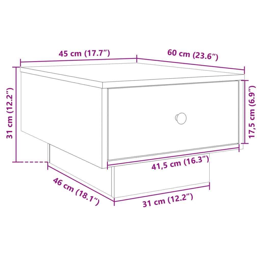 vidaXL Mesa de centro 60x45x31 cm derivados de madeira branco