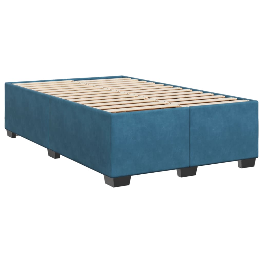 vidaXL Cama boxspring com colchão 120x200 cm veludo azul-escuro