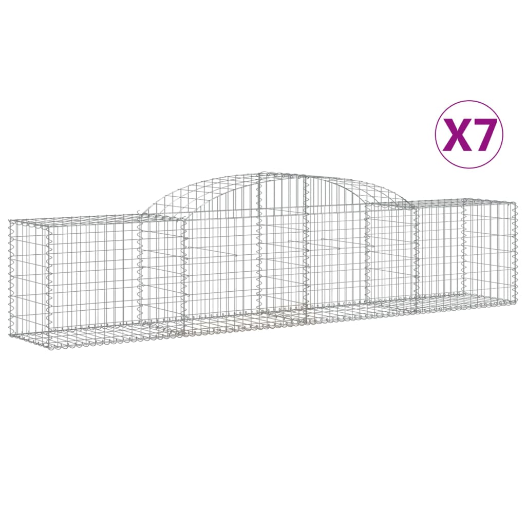 vidaXL Cestos gabião arqueados 7 pcs 300x50x60/80 cm ferro galvanizado