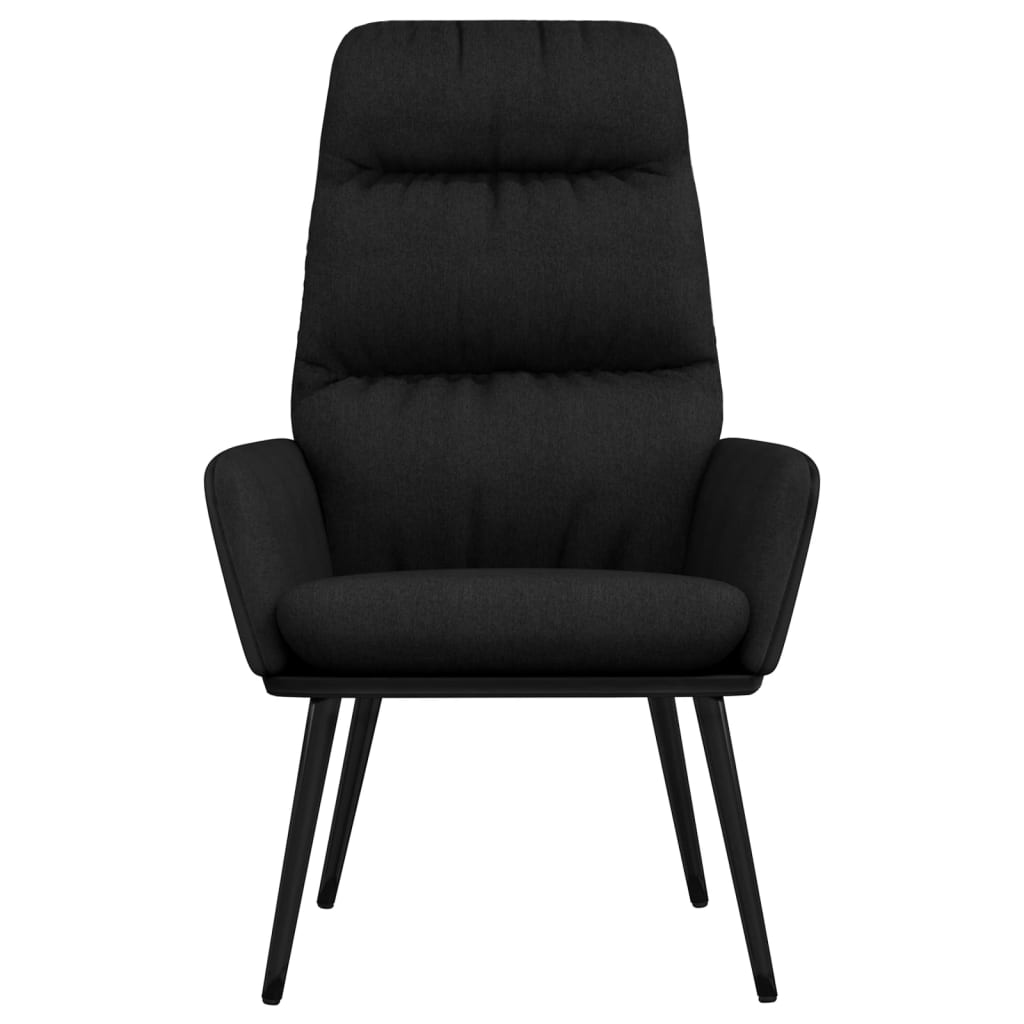 vidaXL Cadeira de descanso com banco tecido/couro artificial preto
