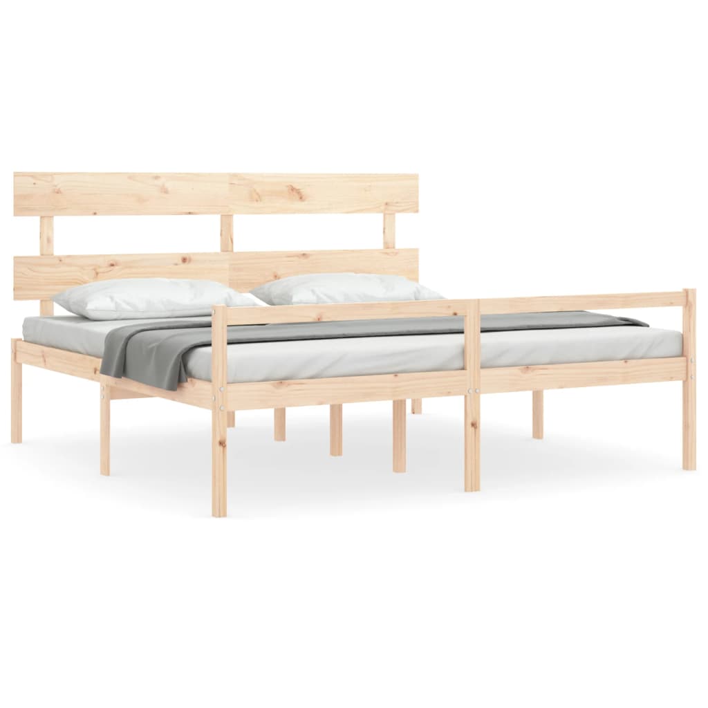 vidaXL Cama para idosos com cabeceira 200x200 cm madeira maciça