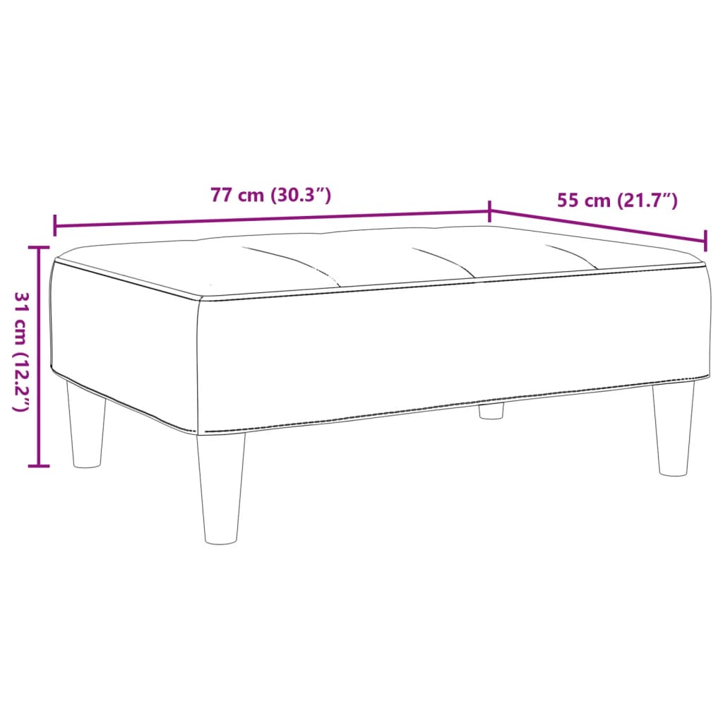 vidaXL Apoio de pés 77x55x31 cm tecido cinzento-claro