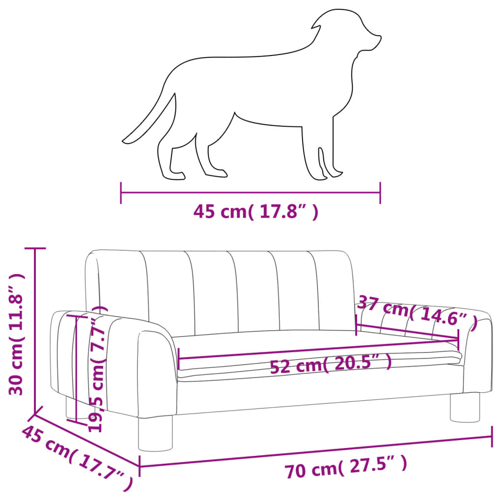 vidaXL Cama para cães 70x45x30 cm tecido cinzento-escuro