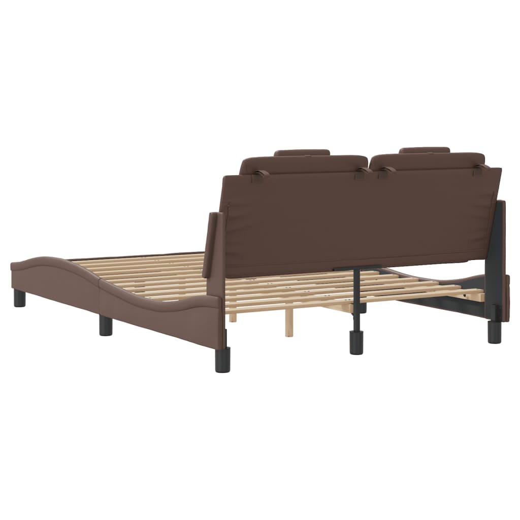 vidaXL Estrutura cama c/ cabeceira 120x200cm couro artificial castanho