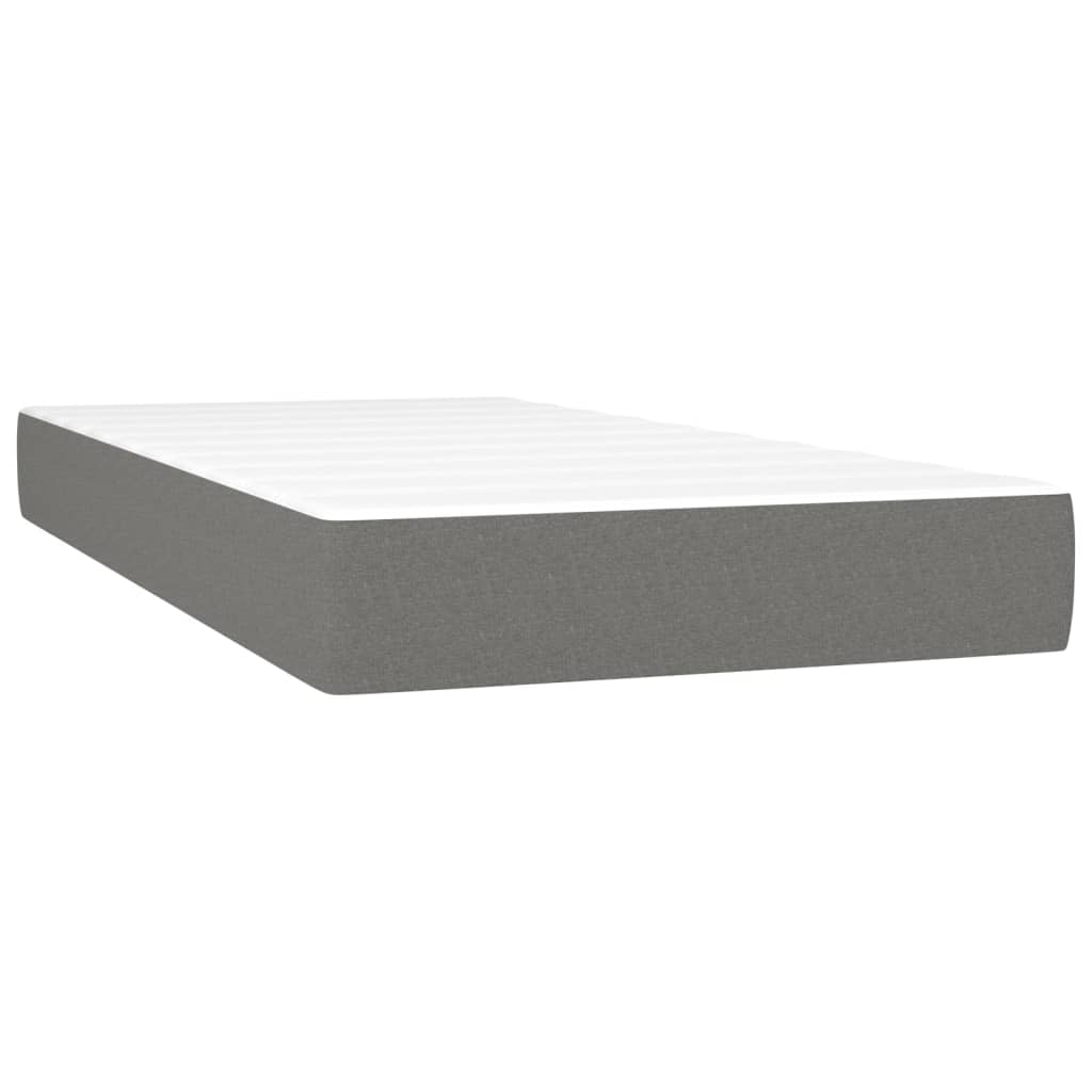 vidaXL Cama box spring c/ colchão e LED 90x190 cm tecido cinza-escuro