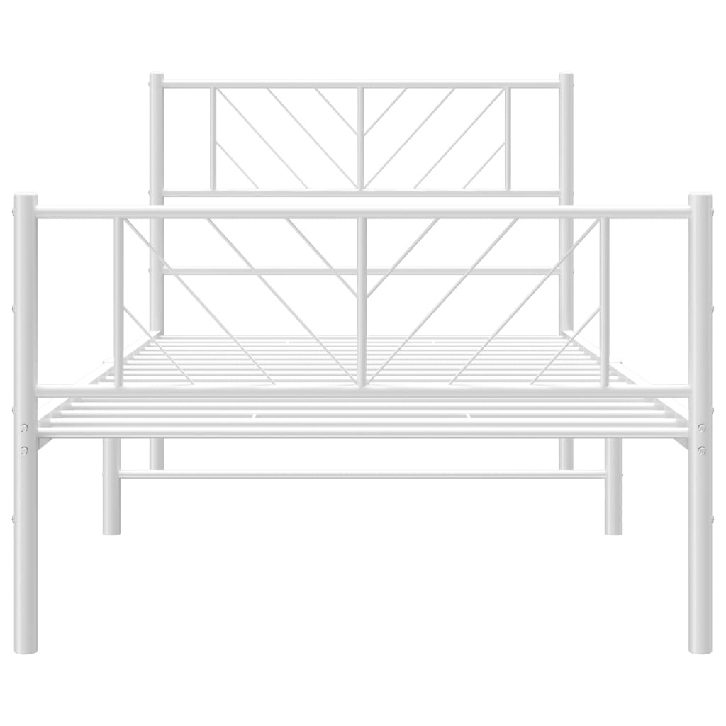 vidaXL Estrutura de cama com cabeceira e pés 100x190 cm metal branco