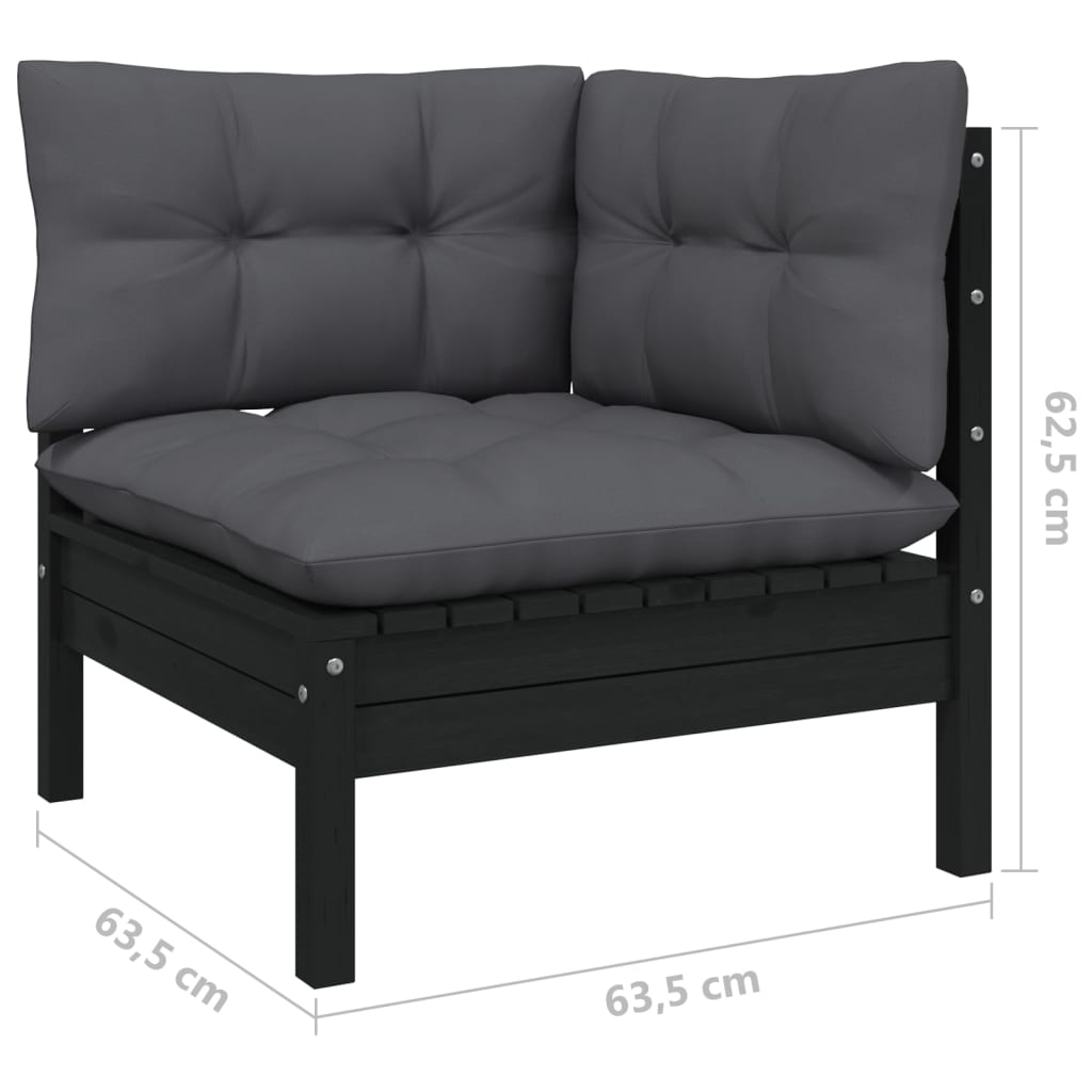 vidaXL 5 pcs conjunto lounge de jardim c/ almofadões pinho maciço