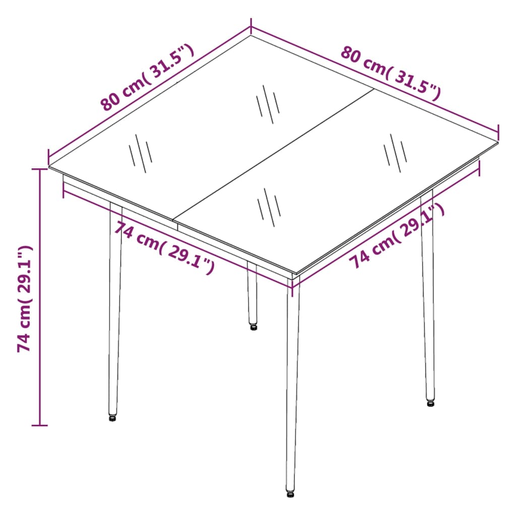 vidaXL 5 pcs conjunto de jantar p/ jardim c/ almofadões vime PE/vidro