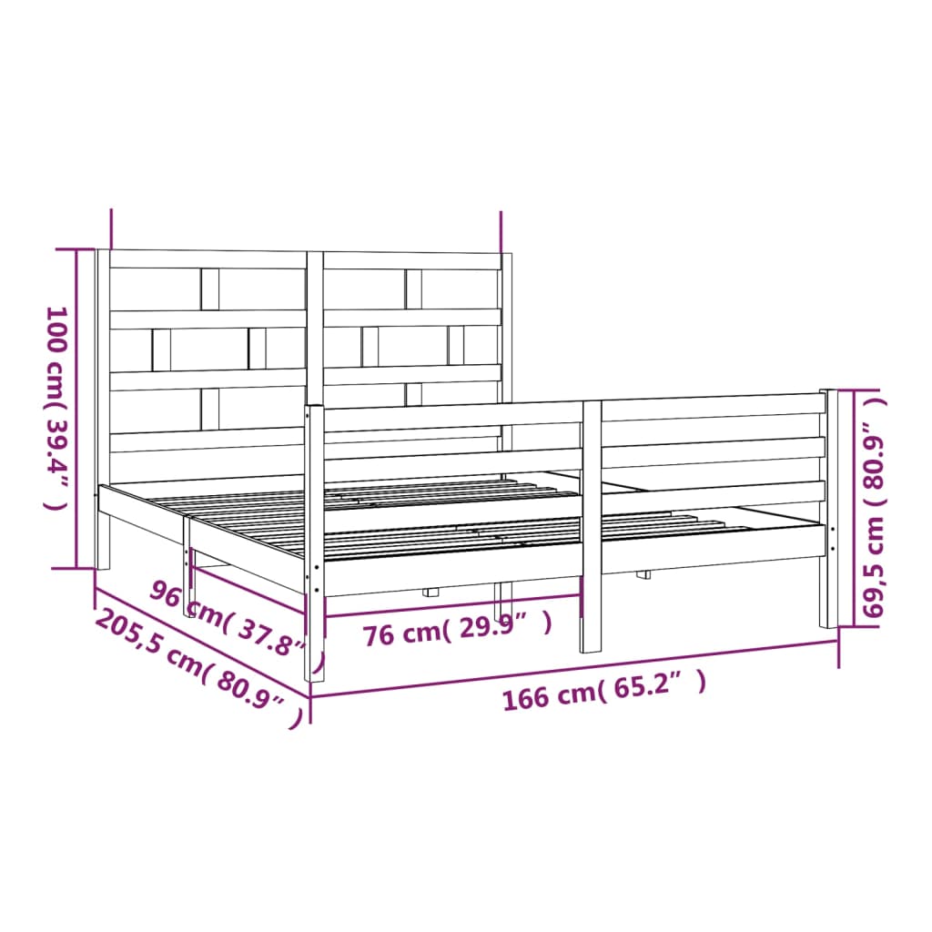 vidaXL Estrutura de cama 160x200 cm madeira de pinho maciça branco